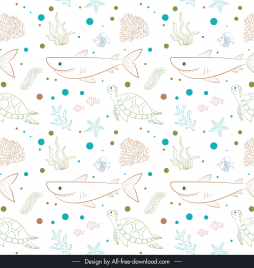 ocean pattern template cute repeating hand drawn species