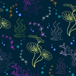 ocean plants background colorful repeating sketch