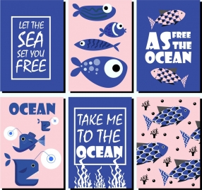 ocean protection banner sets classical blue design