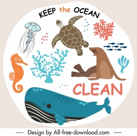 ocean protection banner species sketch
