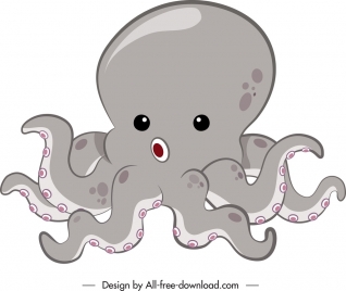 octopus icon colored cute cartoon character sketch