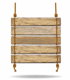Old color wooden board with rope