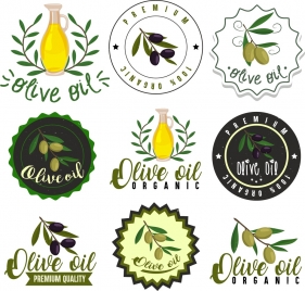 olive labels collection fruit jar icons various shapes