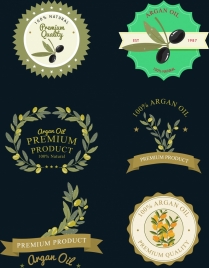 olive products logotypes various shapes isolation