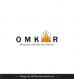 omkar logo template flat house furniture texts decor