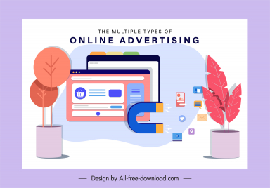 online advertising banner digital sale elements sketch