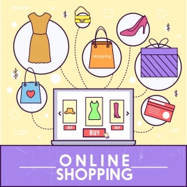 online shopping design elements computer goods icons