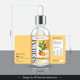 orange extract vitamin c serum packaging template modern elegant