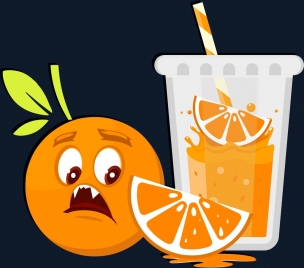 orange juice background funny stylized design scary emotion