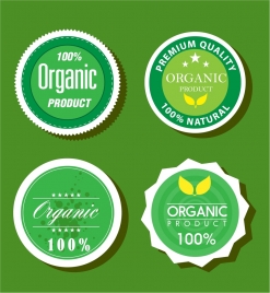organic product label sets circle style design