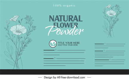 organic product label template classical floral sketch