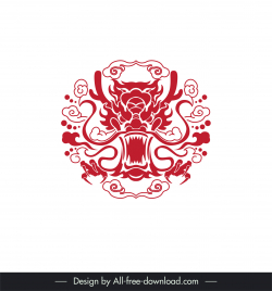 oriental dragon tattoo template symmetric flat classical frightening design