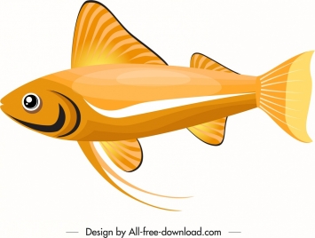 ornamental fish icon bright golden flat decor