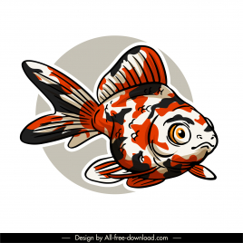 ornamental fish icon classical handdrawn sketch