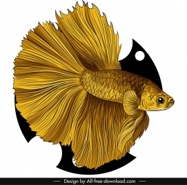 ornamental fish icon elegant golden design