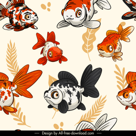 ornamental fishes pattern colorful classic handdrawn
