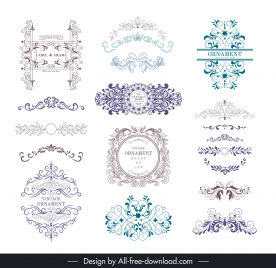 ornate vintage design elements symmetric elegant shapes