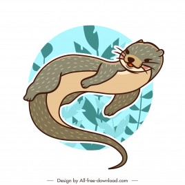 otter animal icon classical handdrawn sketch cartoon design