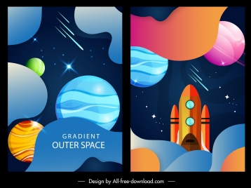 outer space backgrounds multicolored modern planets spaceship design