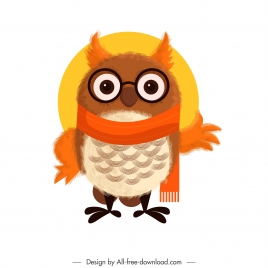owl icon cute stylized cartoon character sketch
