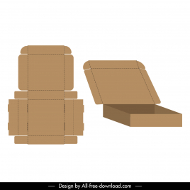 packaging design element flat symmetric die cut 3d open box sketch
