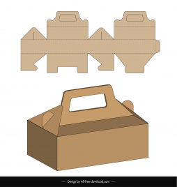 packaging design elements flat die cut outline 3d handle box sketch