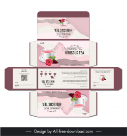 packaging design for herbal tea box template hibiscus flower tea cup decor