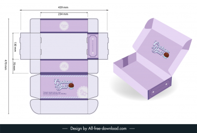 packaging for graham ball template elegant purple flat 3d sketch