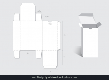 packaging template flat papercut 3d open box sketch modern design