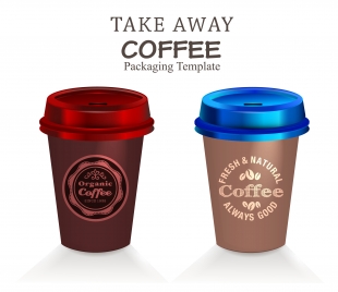 packaging template vector with take away coffee cups