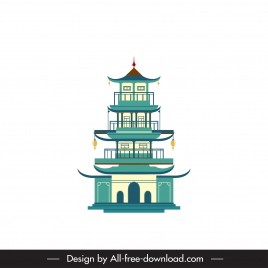 pagoda icon sign classical oriental decor