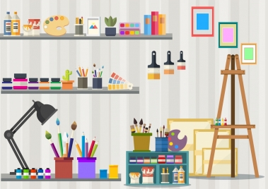 painting room drawing artwork accessories icons static design