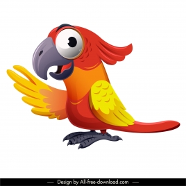 parrot bird icon colorful design funny cartoon character