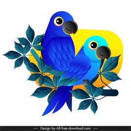 parrot painting bright modern colored design perching sketch
