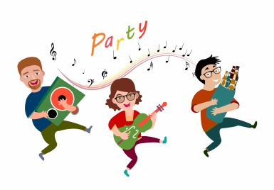 party concept design with human dancing with music