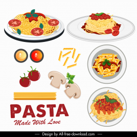 pastas made with love poster template elegant classical spaghetti dish ingredients sketch