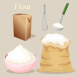 pastry work design elements flour utensils icons