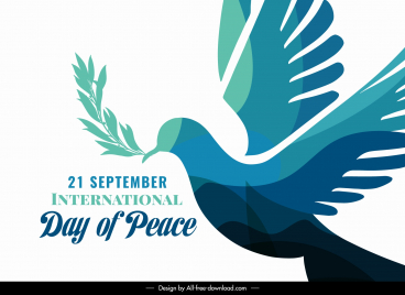 peace day poster template elegant flat silhouette flying dove