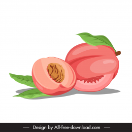 peach fruit icons handdrawn retro sketch