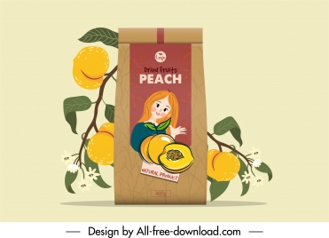 peach fruit package template classical handdrawn decor