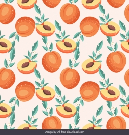 peach fruits pattern bright colored classical design