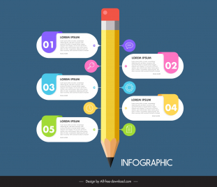 pen infographic design elements modern 3d pencil text box