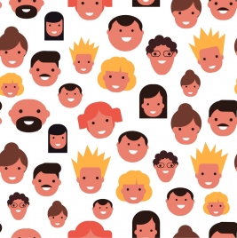 people face avatars collection smile emotion repeating flat