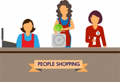 people shopping concept design salesclerk and tools style
