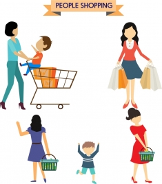 people shopping concepts woman and kids design