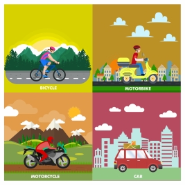 personal transportation concept vector in flat colors style