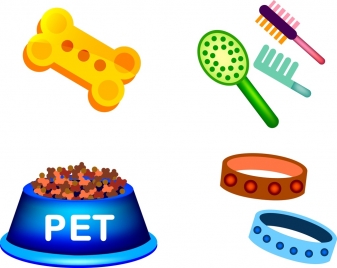 pet care products icons various colorful symbols