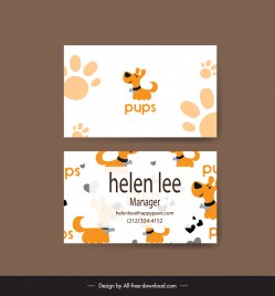 pet shop business card template cute flat dog elements