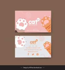 pet shop business card template flat classic cat elements