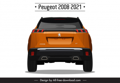 peugeot 2008 2021 car model advertising template modern symmetric back view design